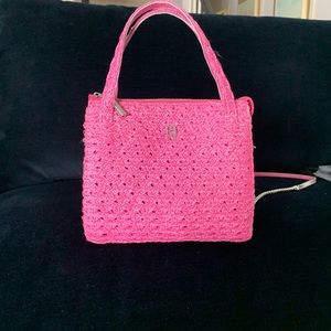Adorable hot pink straw bag . Never used . Brand new bought on final sale